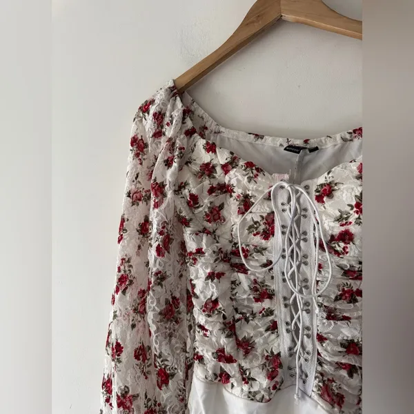 Windsor Lace and Love Floral‎ Corset Tie Up Bodysuit - Image 4