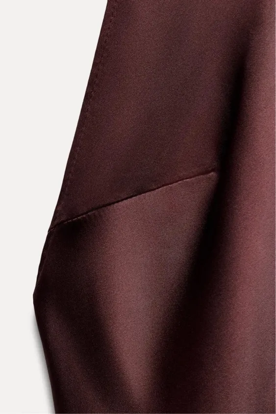 Zara maxi halter scarf satin Elegant Burgundy Brown Evening Wedding Dress - Image 17