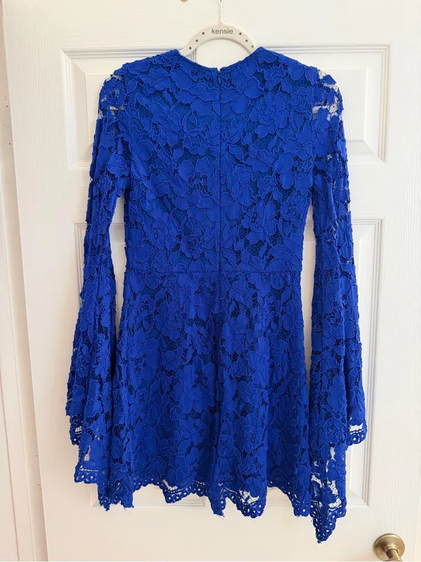 Alexis Royal Blue Floral Lace Long-Sleeve Mini Dress - Image 2