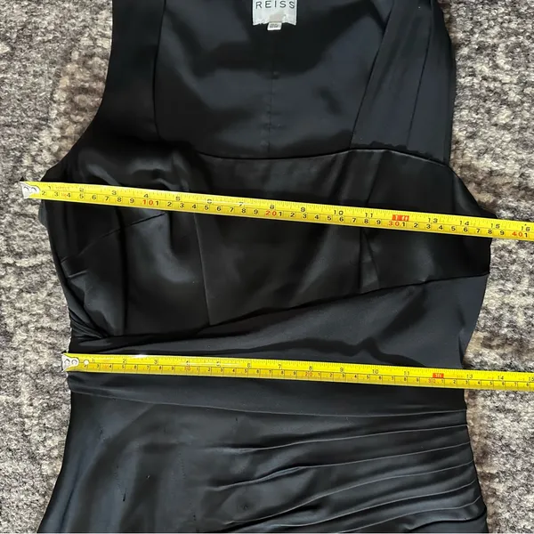 Reiss Women’s Size 4 Black Satin Sleeveless Asymmetrical Sheath Dress - Image 9