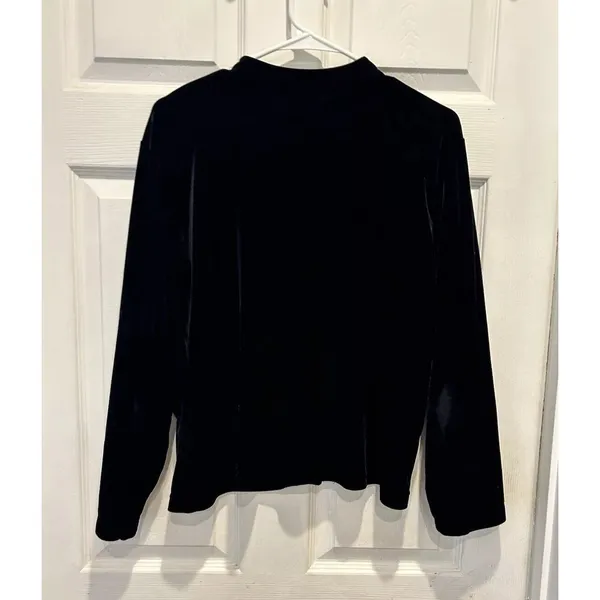 VTG J.‎ Jill Womens XL Black Velvet Button Down Cardigan Top Long Sleeve USA - Image 6