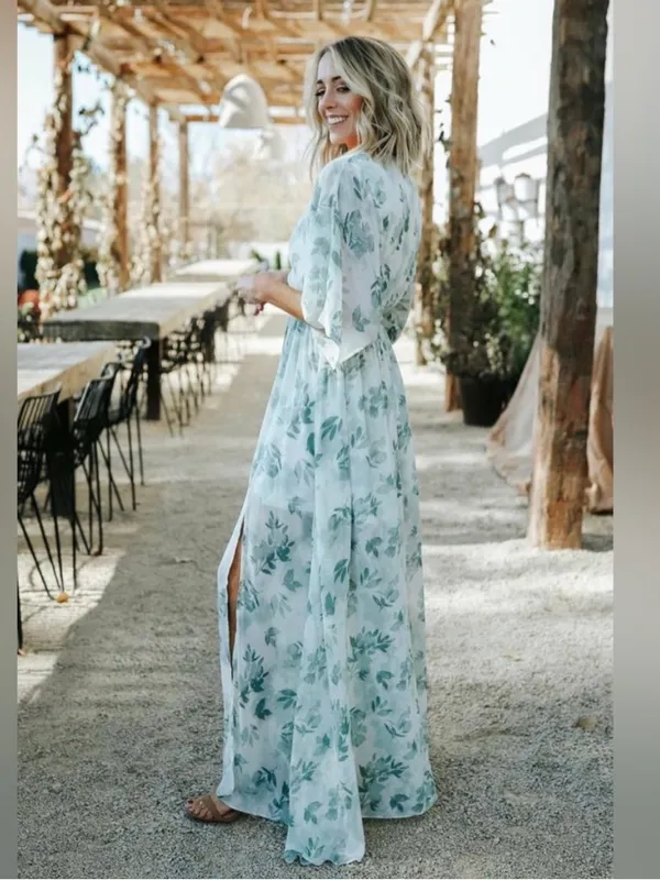 NWT Baltic Born Kia Kimono Maxi Dress Sage Floral M Romantic Coquette Fairycore - Image 3