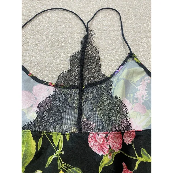 Victorias Secret Satin Camisole Top NWT Black Floral Lace Back Halter Size L - Image 11