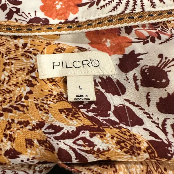 Anthro Pilcro Multicolor Botanical Floral Button-Down Long Sleeve Shirt L - Image 4