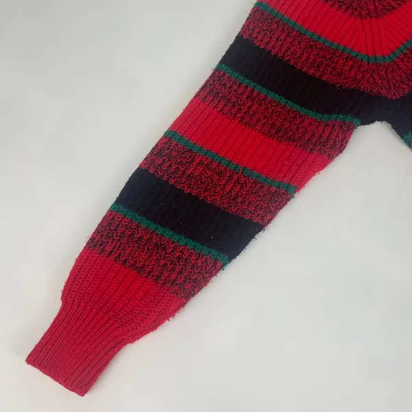 Vintage Striped Sweater Pullover Red Black Green Retro Hong Kong Bright Colorful - Image 13