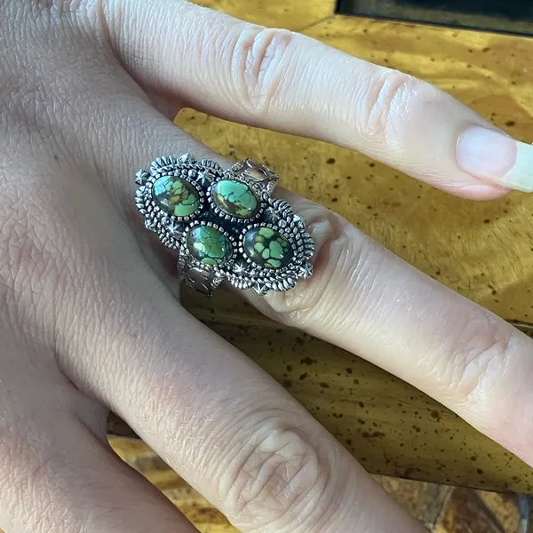 Real Turquoise Sterling Silver Kokopelli Ring Size 7 Green - Image 4
