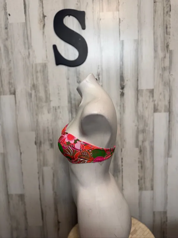 SheIn Bandeau Bikini Top Womens Small Pink Orange Geometric Abstract Strapless Swim To - Image 2
