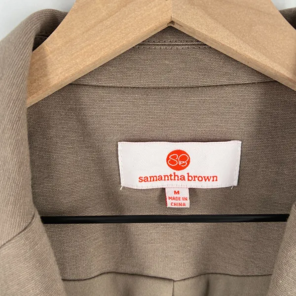 Samantha Brown Blazer‎ Jacket Womens Medium Brown Notch Lapel Single Breasted - Image 2
