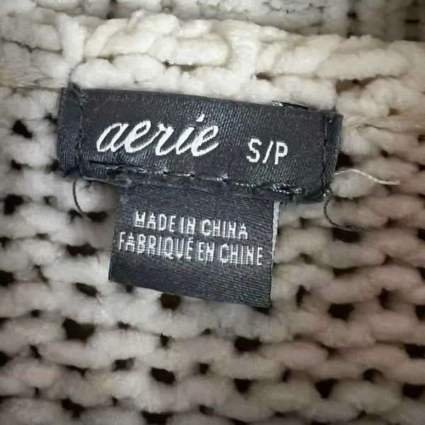 Aerie Chenille Knit Turtleneck Sweater Womens S White Oversized Cozy Slouchy - Image 5