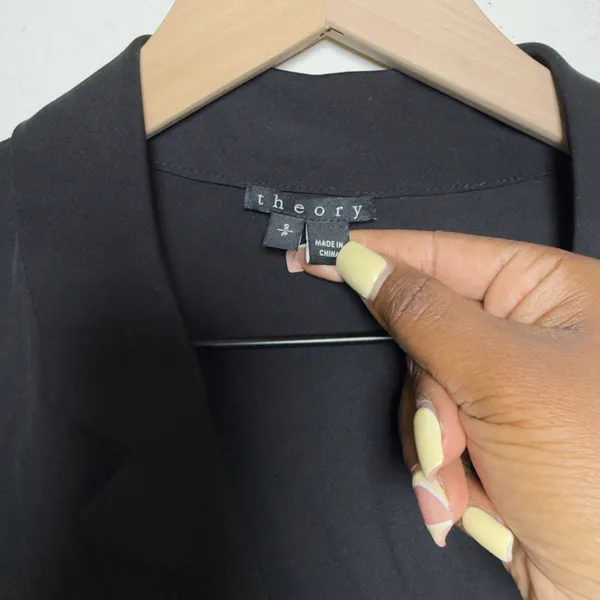 Theory Women 100% SILK Ilori Blouse Small Black Crepe de Chine Wrap Top Classic - Image 4