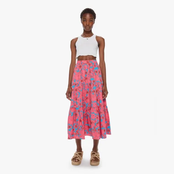 XiRENA Angeline Midi Tiered Skirt Formentera Pink L - Image 2