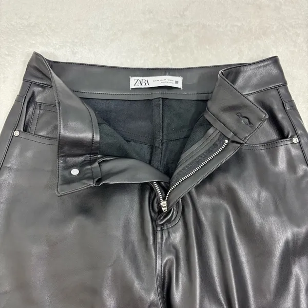 Zara Black Faux Leather High Rise Ankle Pants‎ Women's size US 4 - Image 5