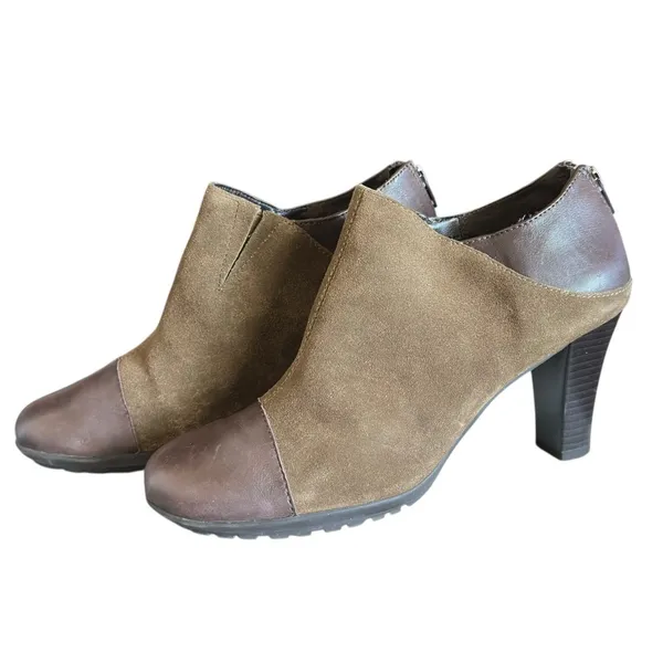 Aerosoles Two-Tone Womens Brown Suede Leather‎ Block Heel Ankle Boots Chic - Image 4