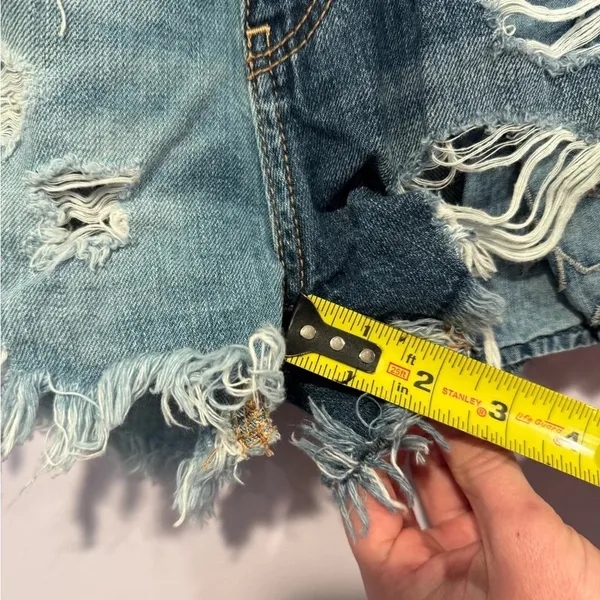 American Eagle Dual Color‎ Acid Wash Distressed Denim Jean Shorts Blue Size 00 - Image 7