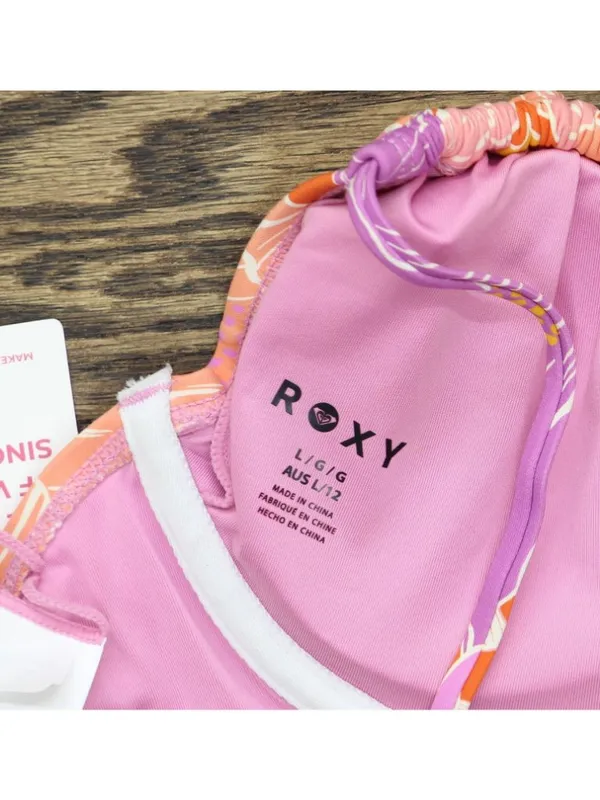 NWT Roxy Floral Bikini Top with Tie Front 19810862714 Lilac Purple Multi L - Image 6