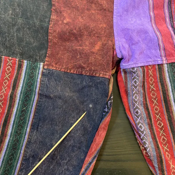 Rising International Nepal Patchwork Overalls Jumpsuit Boho Hippie XL‎ Colorful - Image 4