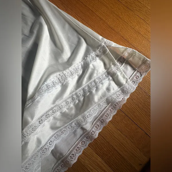 Vintage White Lace Nylon Tricot Slip, Size 44 (Modern XL) - Image 3