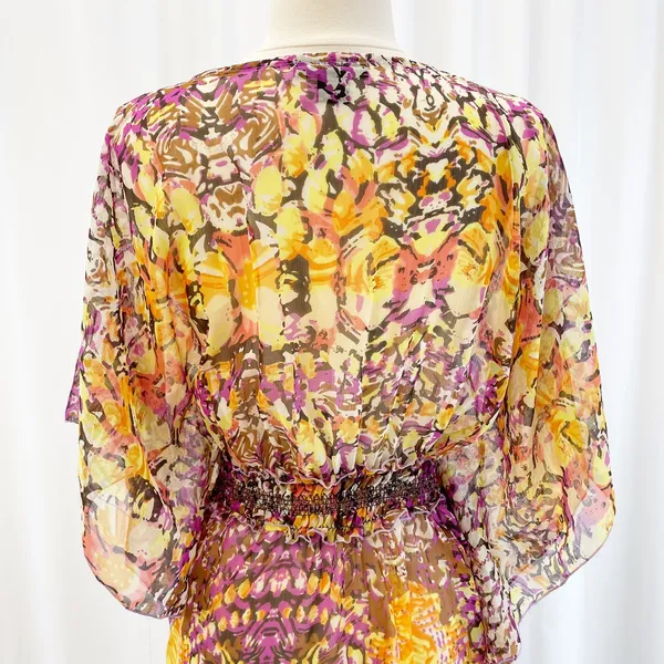Steve Madden Womens XS/S‎ Cover Up Maxi Dress Kimono Sleeve Semi-Sheer Flowy - Image 6
