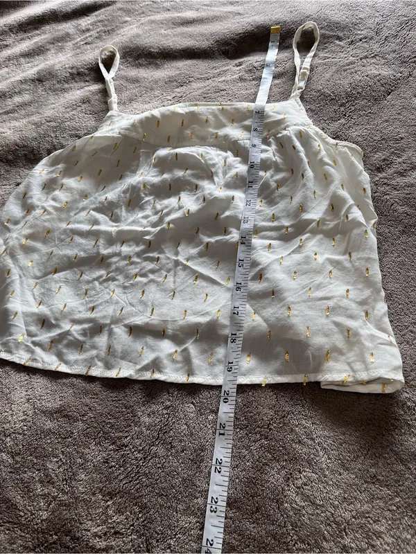 AERIE Gold & Cream Flowy Whimsical Sheer Linen Tank Top Women’s Sz XS EUC - Image 6