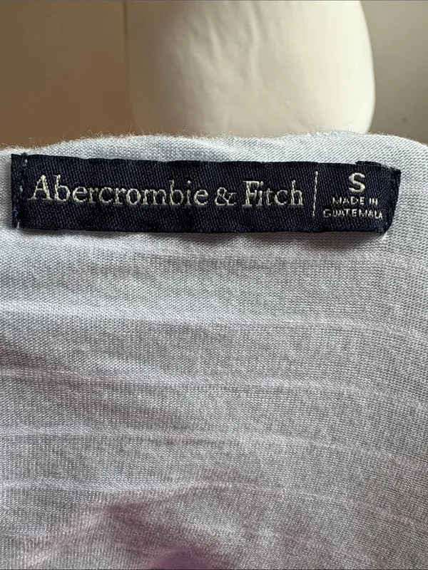 Abercrombie & Fitch Light Blue and White Striped Off-Shoulder Ruffle Crop Top - Image 5