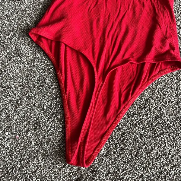 Aritzia Sunday Best - Red Ribbed Bodysuit - Image 3