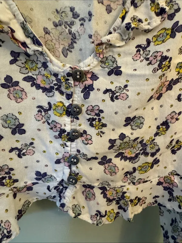 Free People Pastel Floral Ruffle Crop Top - Image 3