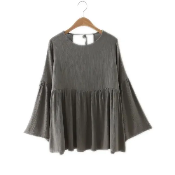 ✨HP✨V Cut Back Fluted Sleeve Babydoll Blouse✨ Green - Image 3