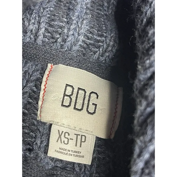 BDG Urban Outfitters XS Zip‎ up Slouchy Sweater Blue Cropped E0122 - Image 2