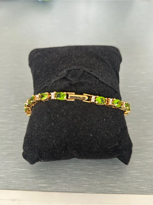 Avon Vintage light green gemstone and clear crystal tennis bracelet - Image 2