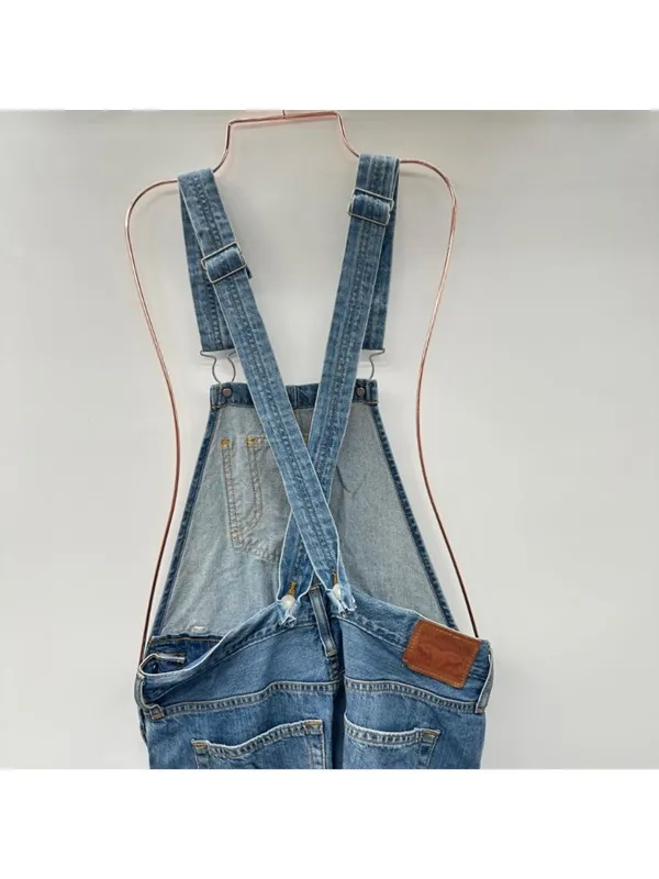 Levi's Denim Overalls With Distressed Knee Size XXS - Image 5