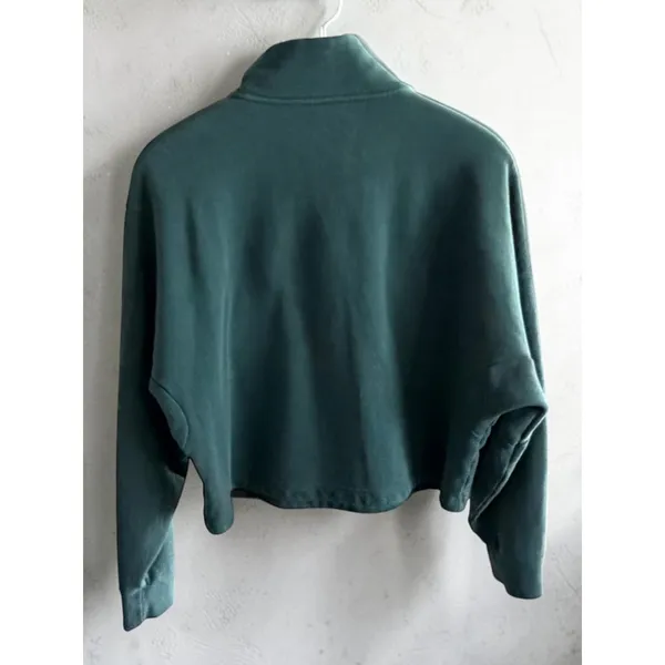 Under Armour‎ Green Quarter Zip Cropped Fleece Pullover Sweatshirt Womens XS - Image 2