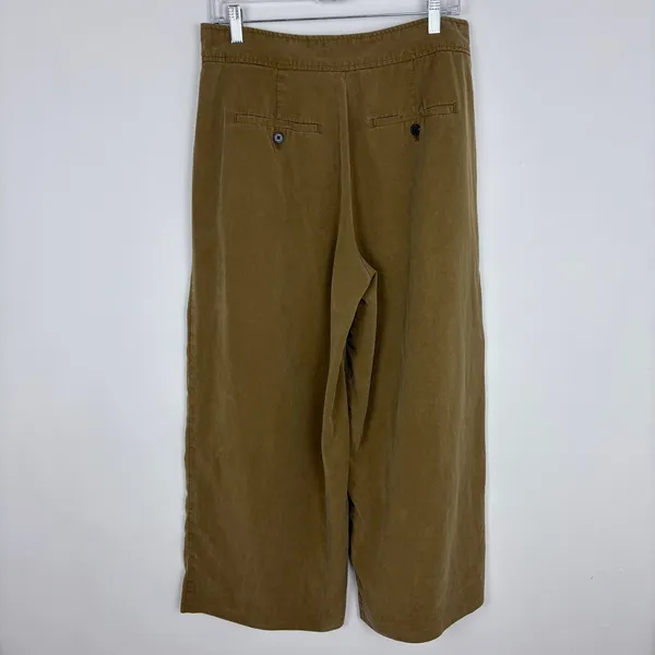 Banana Republic High-Rise Wide-Leg Pleated Ankle Pant Lyocell Olive Brown 12 - Image 5