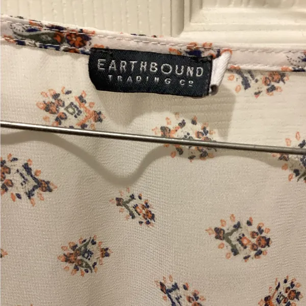EARTHBOUND Bohemian Floral Blouse - White and Orange - Image 2