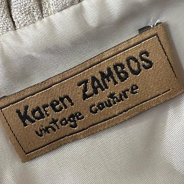 Karen Zambos Vintage Couture Gold Sleeveless Ruffle Evening Dress Size 8 - Image 6