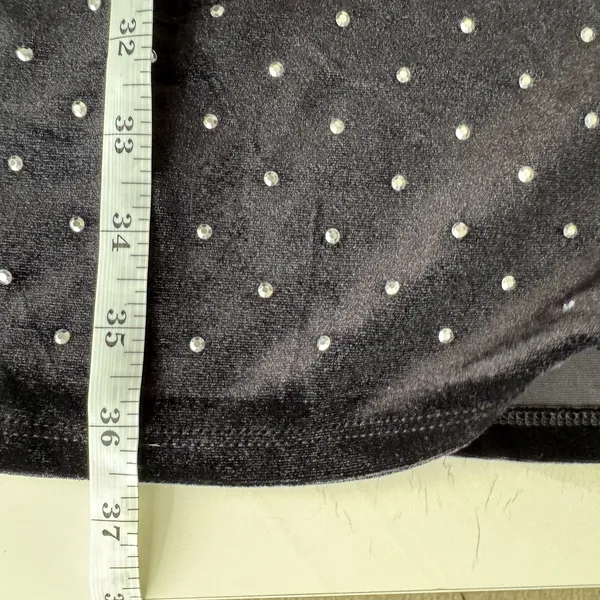H&M Velvet Rhinestone Dress Women’s XXL Black Short Sleeve Mini Holiday Party - Image 11