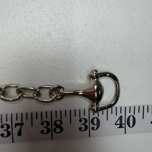 Horsebit Equestrian Belt Chain Silver Adjustable Metal Link Classic Preppy Femme - Image 7