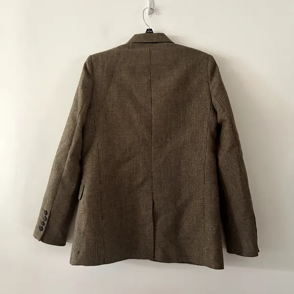 Zara Brown Wool Blend Checkered Heritage Academic Blazer NWT Size XS - Image 5