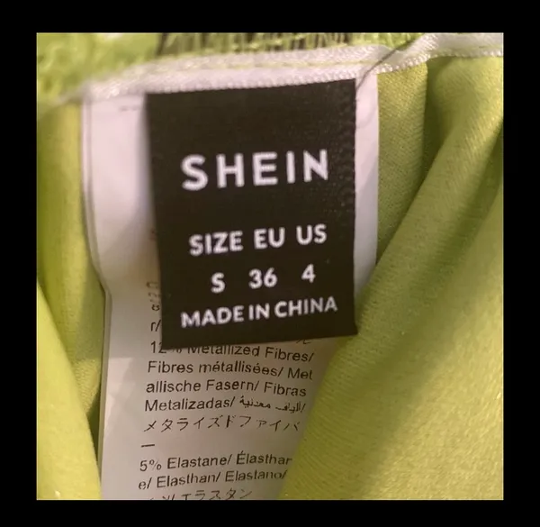 SheIn fluorescent sparkling yellow /green backless dress. Size small - Image 8
