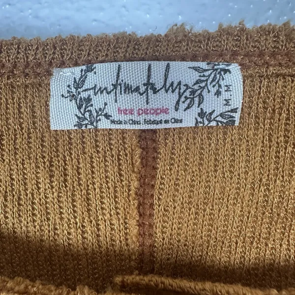 Free People Intimately Sloane Henley Bodysuit Sz Medium Snap Thumbholes Mustard - Image 6