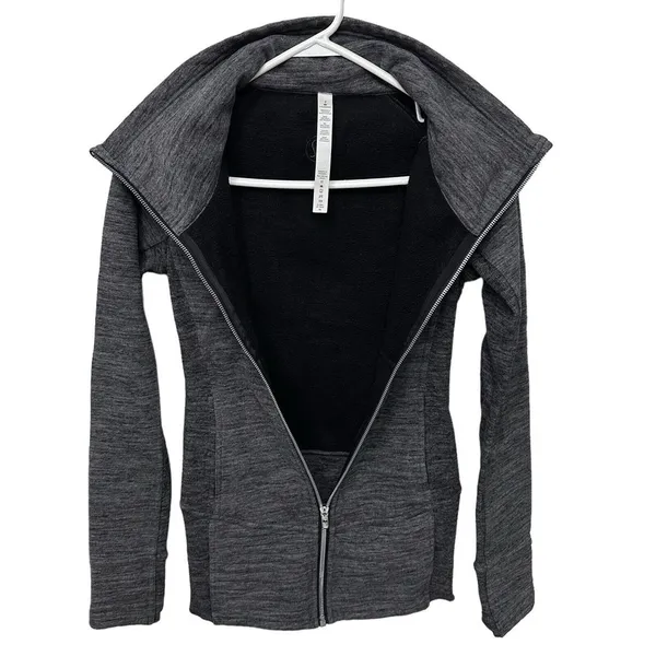 Lululemon Jacket Women Size 2 Gray‎ Heather Radiant Full Zip Mock Neck EUC - Image 7