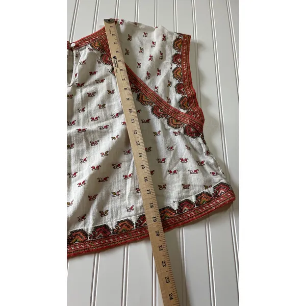 Free People Matty Printed Crop Tank Top Ivory Red Orange Geometric XL - Image 7