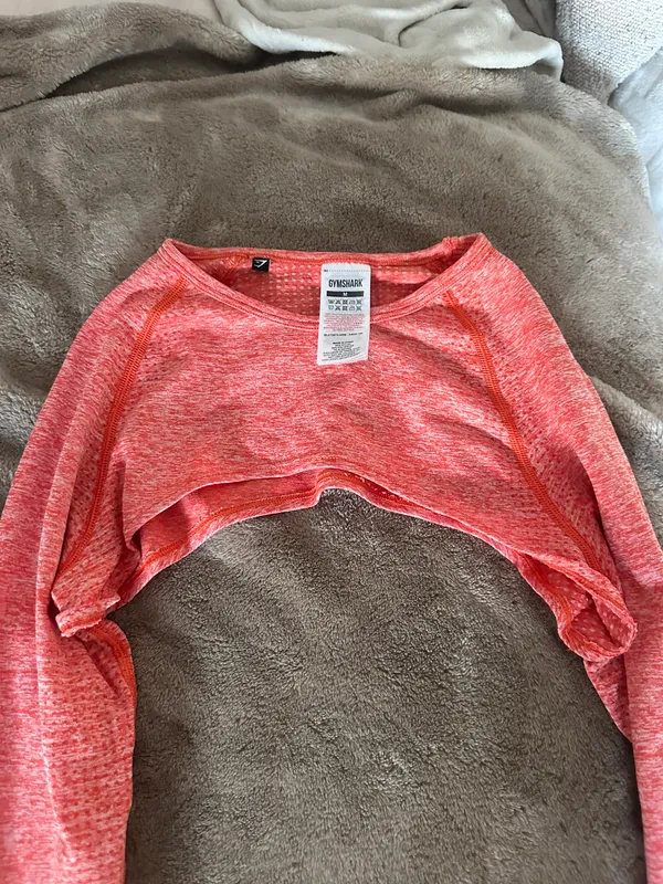 Gymshark orange long sleeve bolero shrug crop top - Image 4