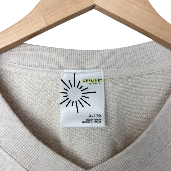 Offline by Aerie Tan Cropped Sweatshirt Maybe Later Sz XL - Image 3