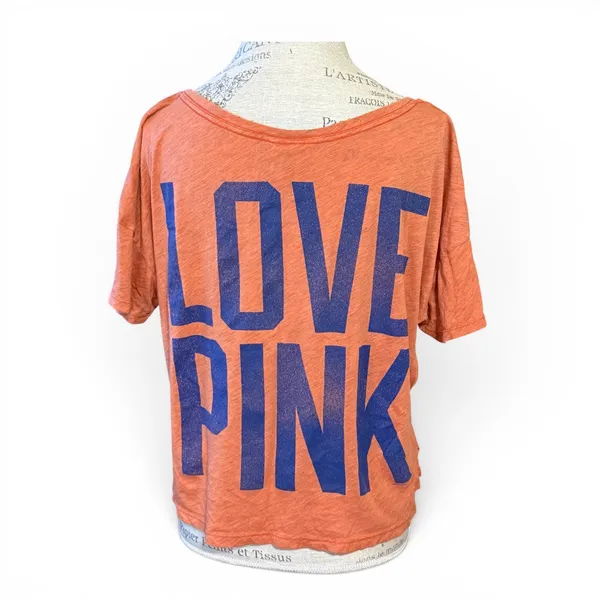 PINK Victoria’s Secret Cropped Gators Do It Better Short Sleeve Shirt Orange Med - Image 3