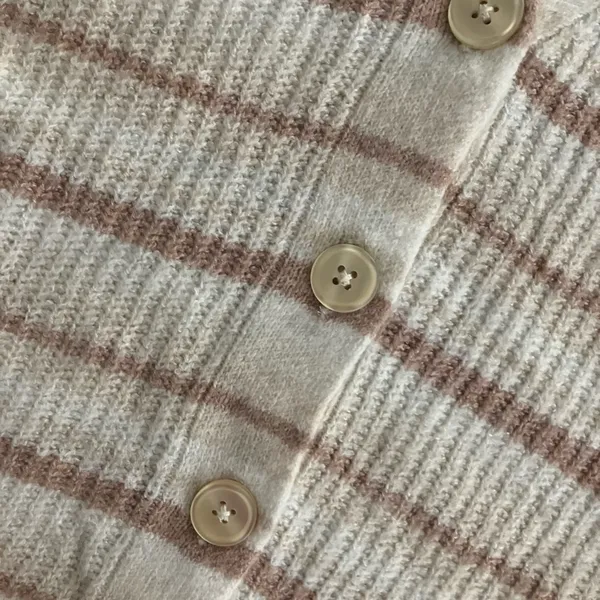 American Eagle Womens cream striped boxy cropped cardigan - Image 6