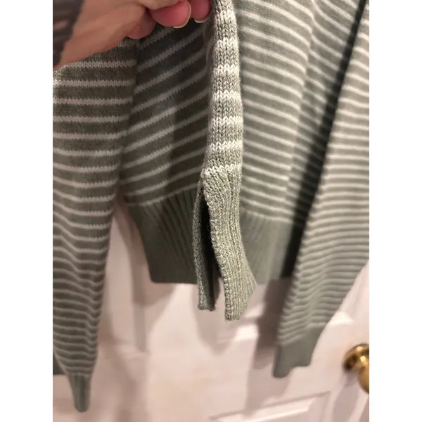 New Universal Thread Womens Large Sage Green‎ Striped Collared Pullover Sweater - Image 5