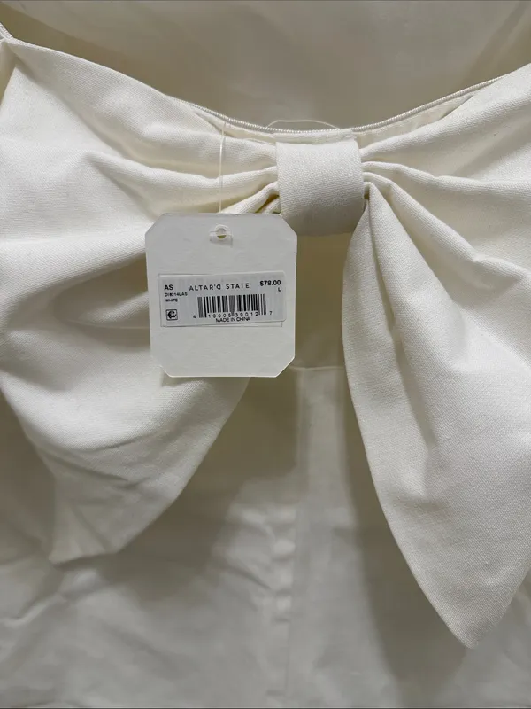 Altar’d state white mini bow dress NWT! - Image 3