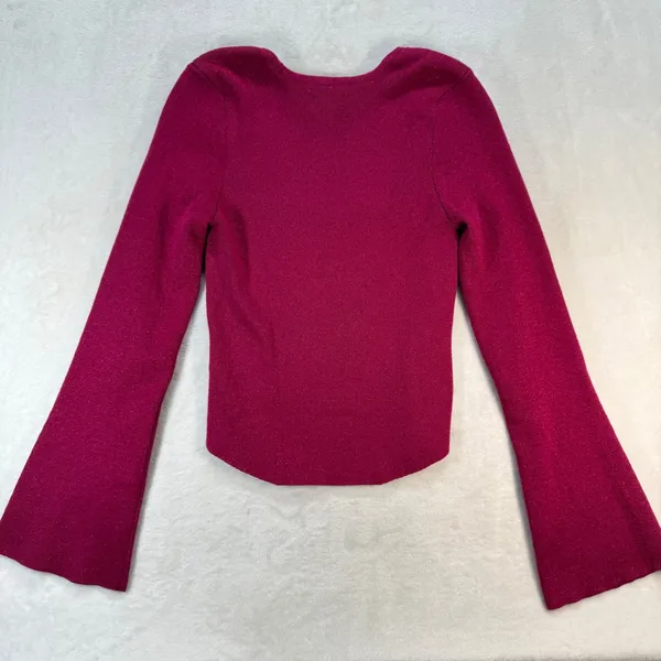 Maeve Anthropologie Top Bell Sleeve Square Neck Metallic Knit Blouse‎ Small - Image 9