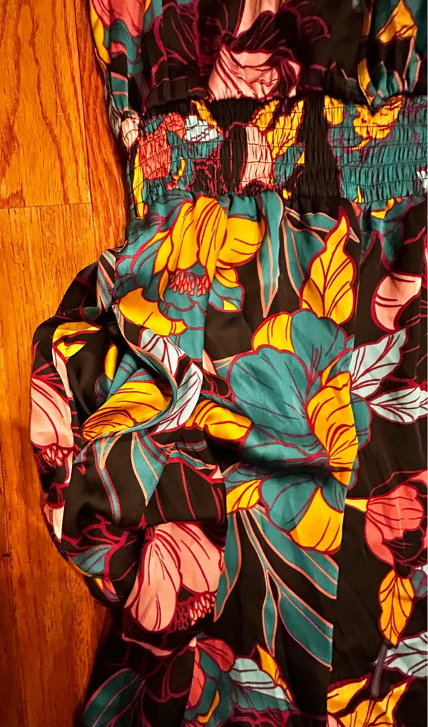 Ryegrass NWT super boho satin effect floral multicolor flowy maxi dress XL - Image 15