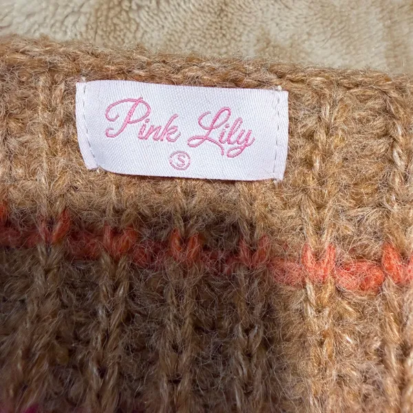Pink Lily Vibrant Pink and Tan Cardigan - Image 2